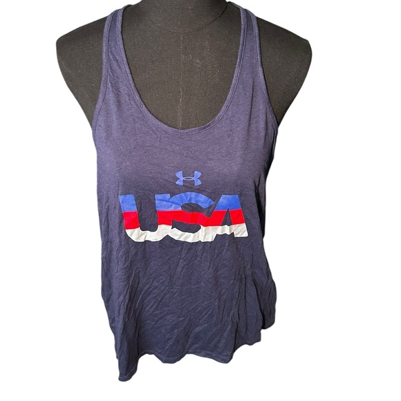 Under Armour Women's Blue USA Graphic Tank Top - Picture 1 of 4